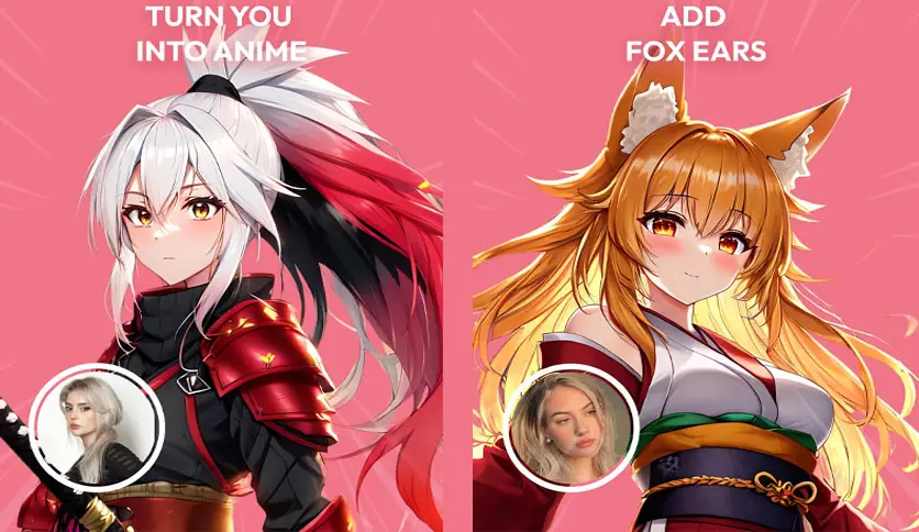 Aplikasi mobile untuk mengubah foto menjadi anime Screenshot aplikasi mobile dengan filter anime