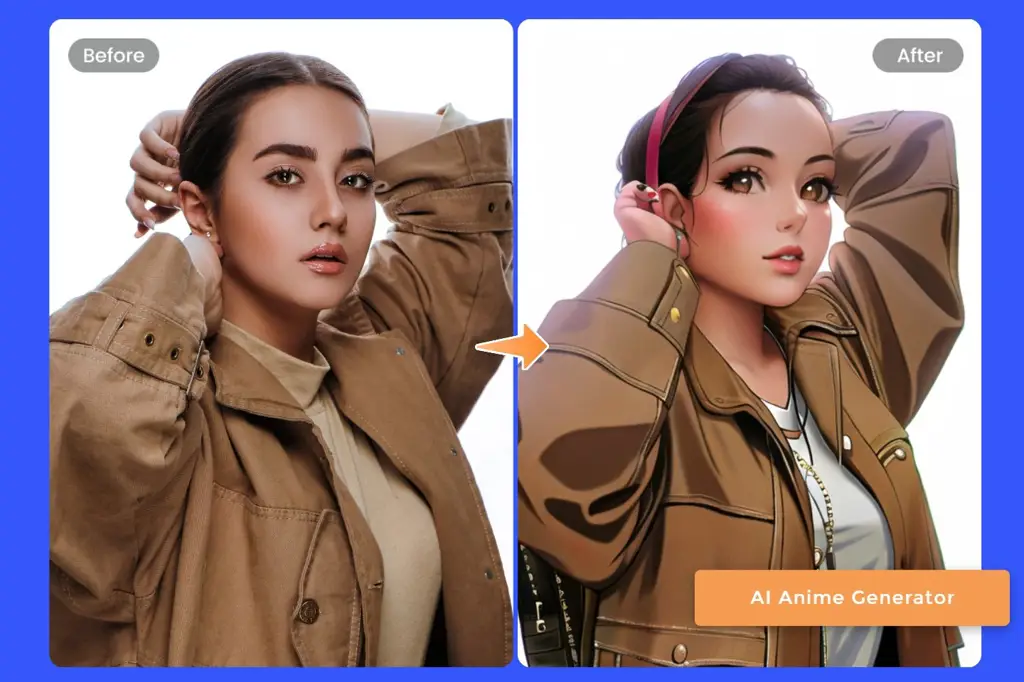 Contoh situs web untuk mengubah foto menjadi anime Antarmuka situs web yang mengubah foto menjadi gaya anime