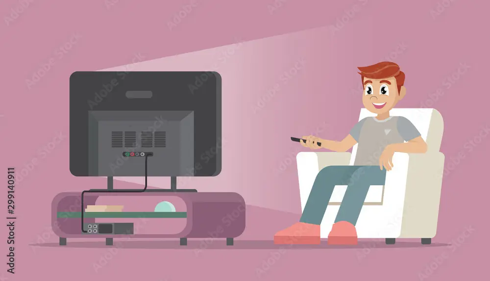 Menikmati Anime Bersama Karakter anime menonton TV