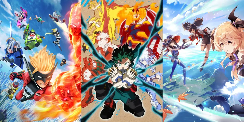 Adegan aksi menegangkan dari My Hero Academia Gambar adegan aksi My Hero Academia