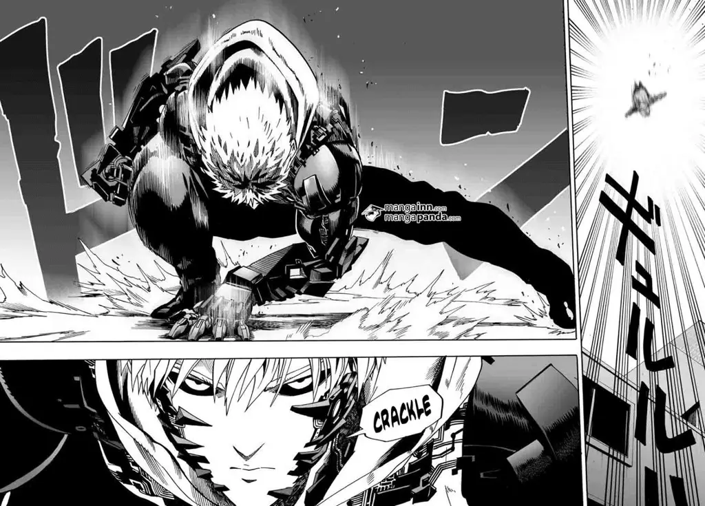Adegan aksi seru dari One Punch Man Gambar adegan aksi One Punch Man